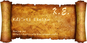 Kürti Etelka névjegykártya